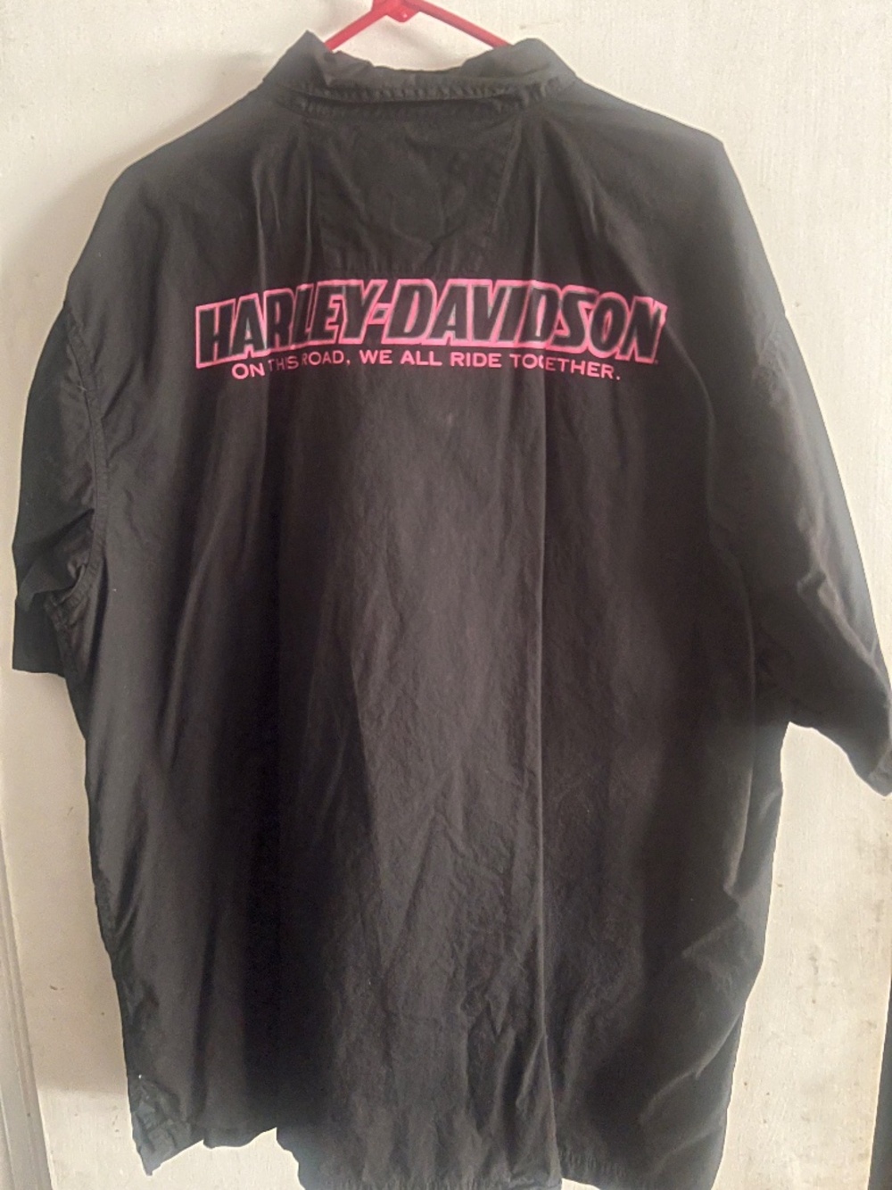 Harley Davidson Mens Breast Cancer Edition Button Front Shirt , Size XXL